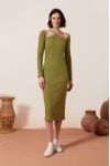 Vestido Ombro Vazado Malha Canelada