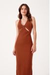Vestido Decote Fenda Canelado