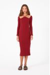 Vestido Ombro Vazado Malha Canelada