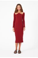 Vestido Ombro Vazado Malha Canelada