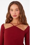 Vestido Ombro Vazado Malha Canelada
