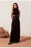 Vestido Canelado Cintura Vazada
