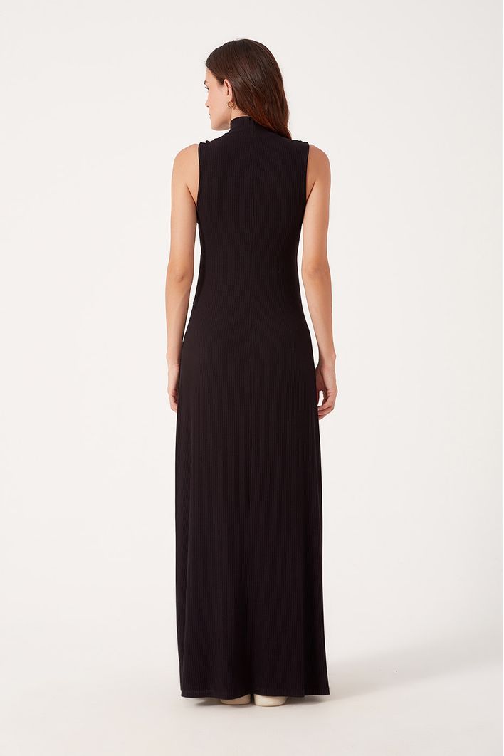 Vestido Canelado Cintura Vazada