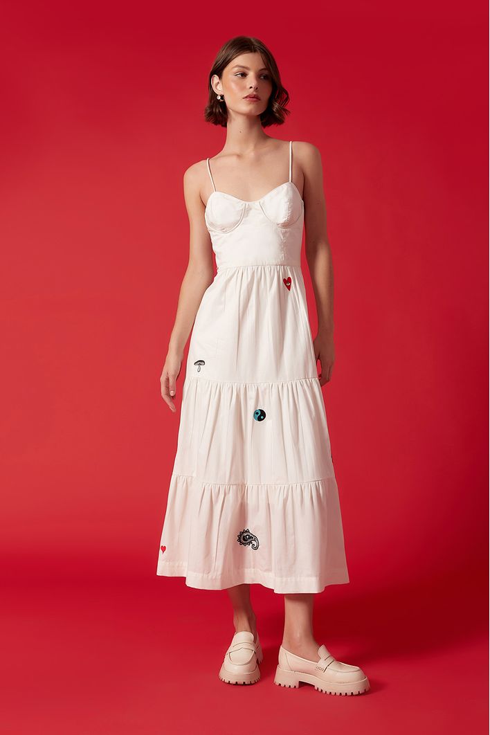 Vestido Midi Estruturado Bordado