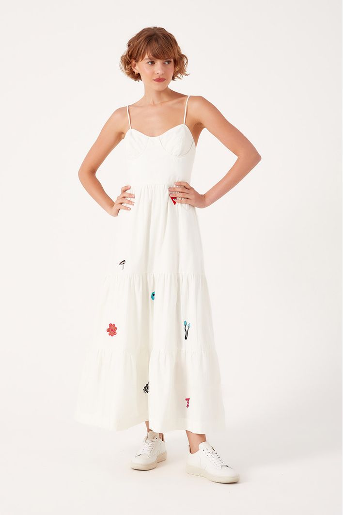 Vestido Midi Estruturado Bordado