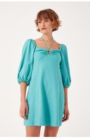 Vestido Manga Bufante Linho