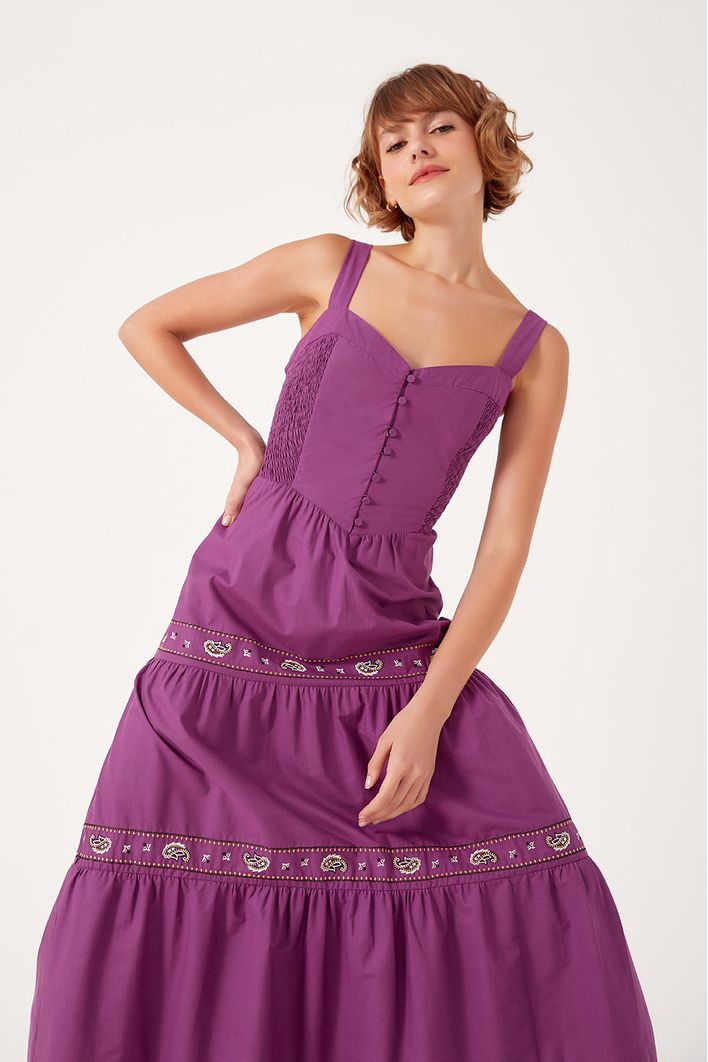 Vestido Midi Bordado Bandana
