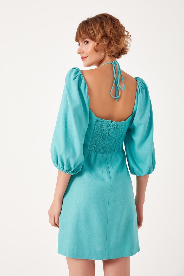 Vestido Manga Bufante Linho
