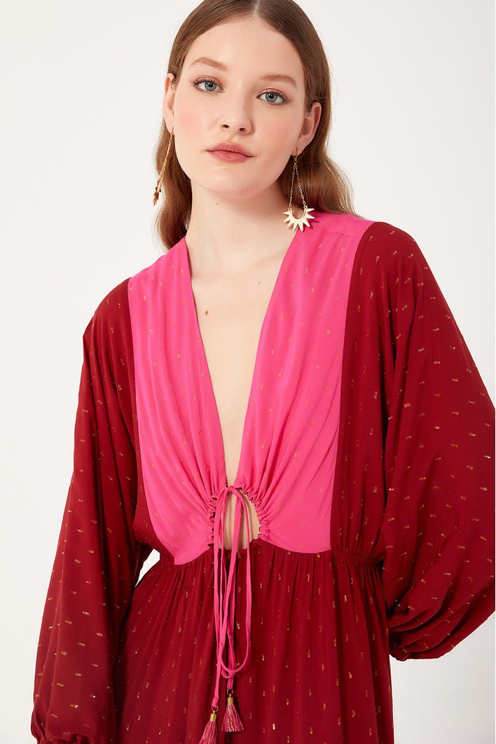 Vestido Longo Lurex Bicolor