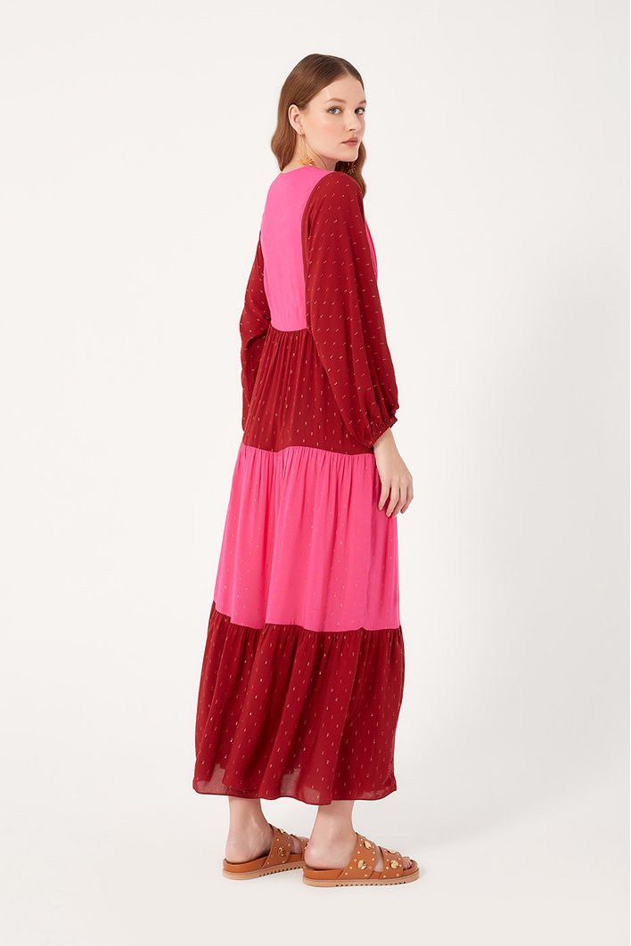 Vestido Longo Lurex Bicolor
