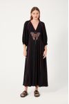 Vestido Crepe Midi Bordado Borboleta