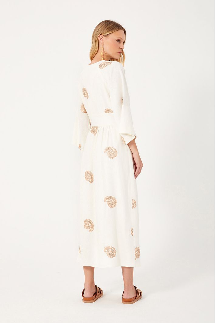 Vestido Midi Bordado Acetinado