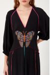 Vestido Crepe Midi Bordado Borboleta