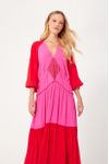 Vestido Crepe Detalhe Recorte Listrado