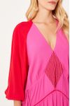 Vestido Crepe Detalhe Recorte Listrado