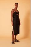 Vestido Linho Midi Com Fenda