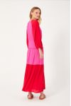Vestido Crepe Detalhe Recorte Listrado