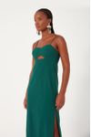 Vestido Linho Midi Com Fenda