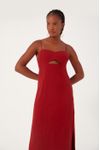 Vestido Linho Midi Com Fenda