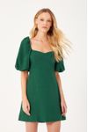 Vestido Curto Linho Manga Bufante
