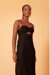 Vestido Linho Midi Com Fenda