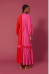 Vestido Longuete Linho Bicolor Bordado