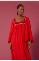 Vestido Crepe Longuete Com Retilinea