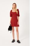 Vestido Curto Linho Manga Bufante