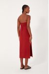 Vestido Linho Midi Com Fenda