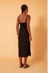 Vestido Linho Midi Com Fenda