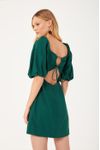 Vestido Curto Linho Manga Bufante
