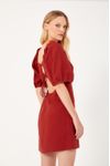 Vestido Curto Linho Manga Bufante