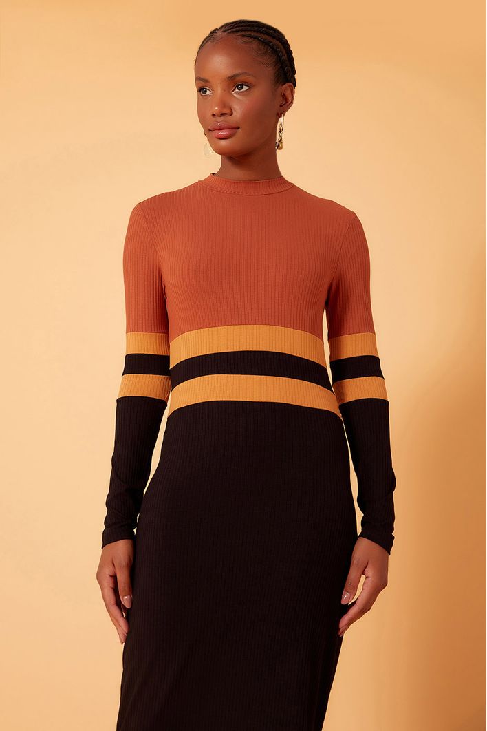 Vestido Malha Canelada 3 Cores