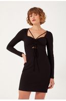 Vestido Canelado Busto Franzido