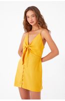 Vestido Curto Linho Amarração Busto