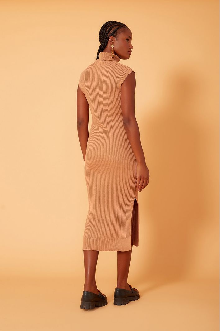 Vestido Tricot Gola Alta