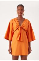 Vestido Curto Linho Mangão