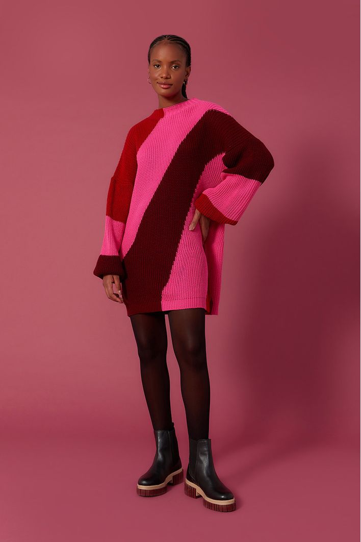 Vestido Tricot Três Cores