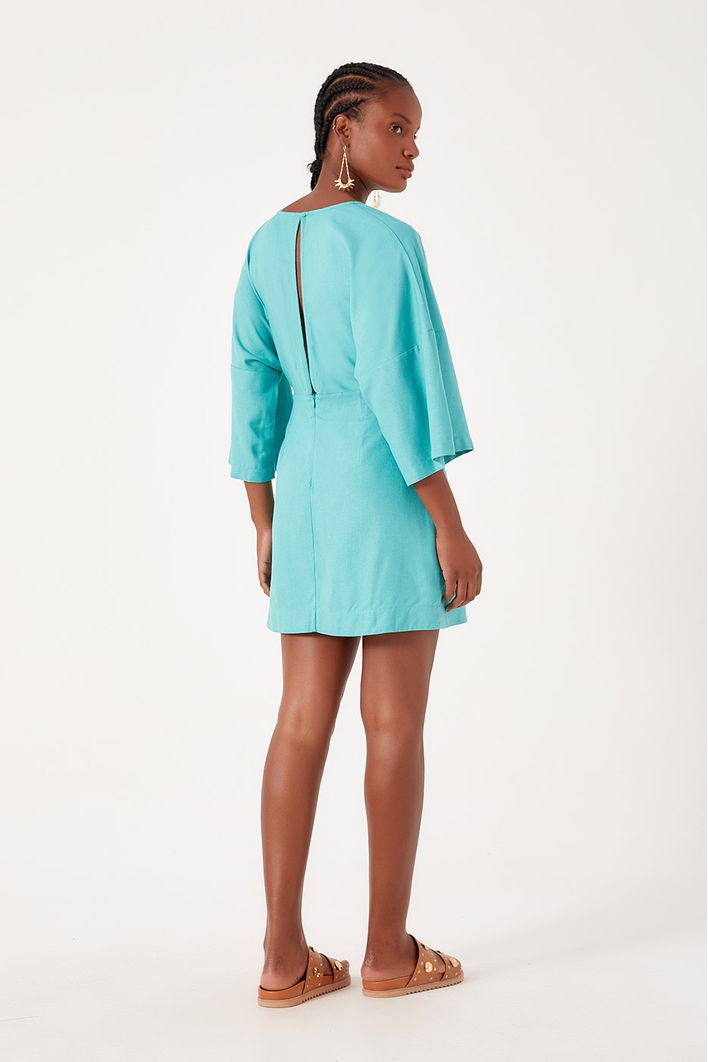 Vestido Curto Linho Mangão