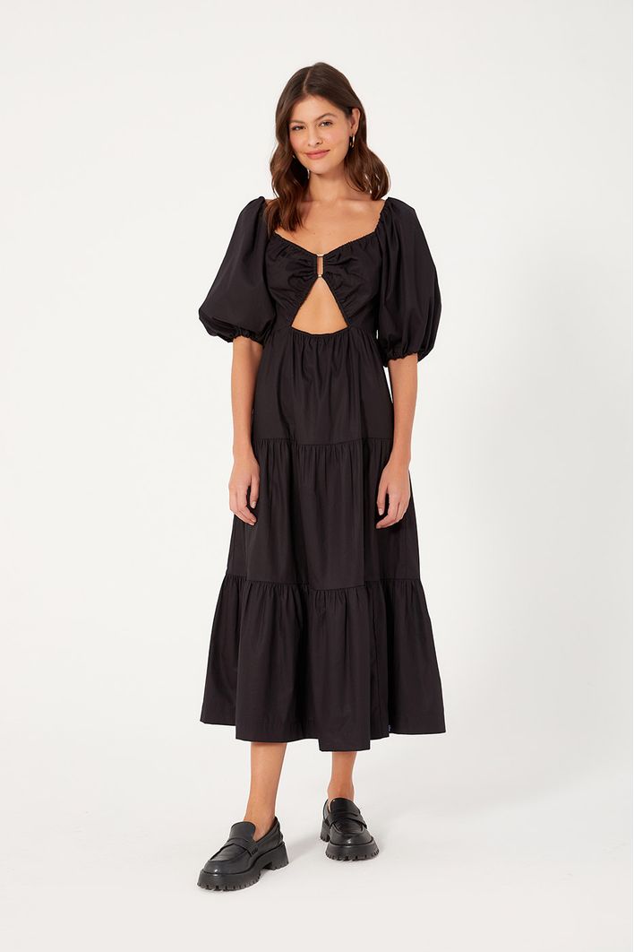 Vestido Midi Manga Bufante