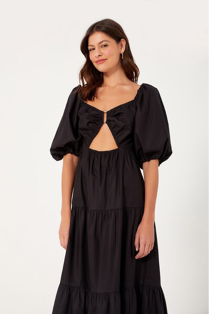 Vestido Midi Manga Bufante