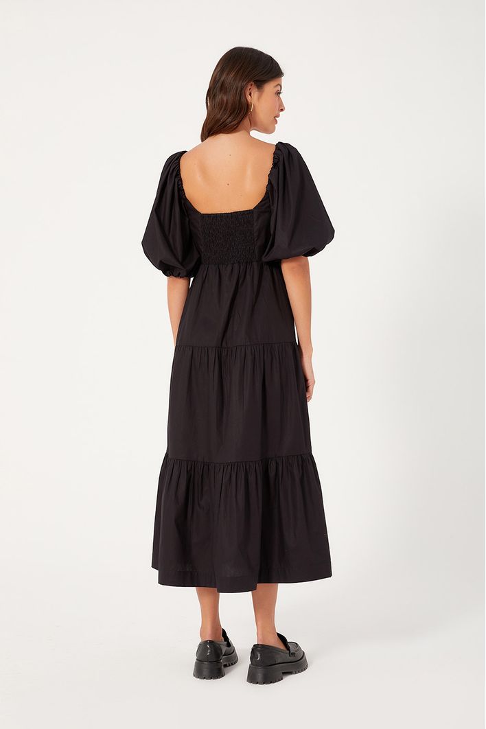 Vestido Midi Manga Bufante