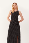 Vestido Risca de Giz Pala Com Botões