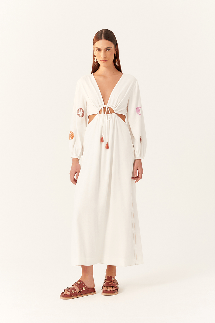 Vestido Cropped Linho Bordado Luar