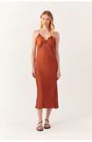 Vestido Cetim Decote Com Renda