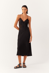 Vestido Cetim Decote Com Renda