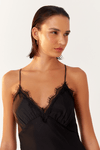 Vestido Cetim Decote Com Renda