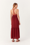 Vestido Crepe Cropped Decote Ikat