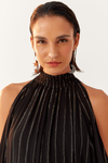 Vestido Cropped Lurex Recorte Ombro
