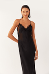 Vestido Cetim Decote Com Renda